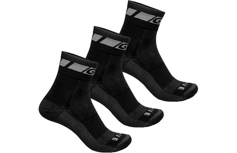 Cykelstrumpor GripGrab Merino Regular Cut Socks 3-Pack Black