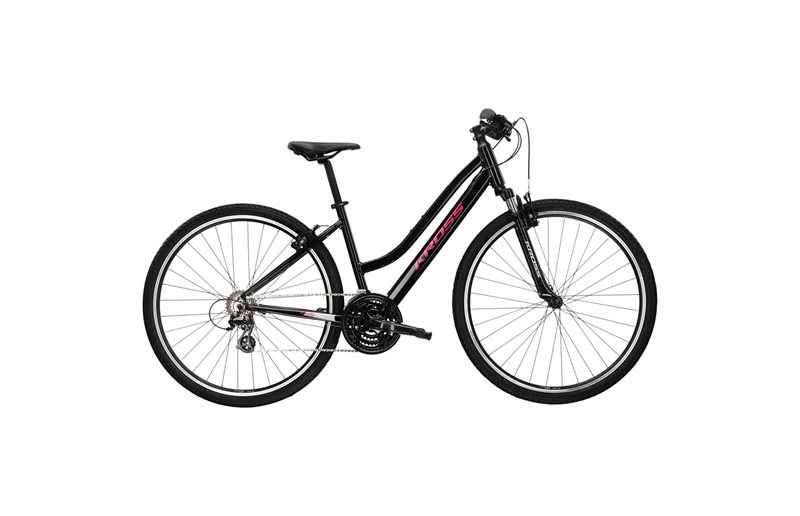 Naisten hybridipyörä Kross Evado 2.0 Lady Black/Pink