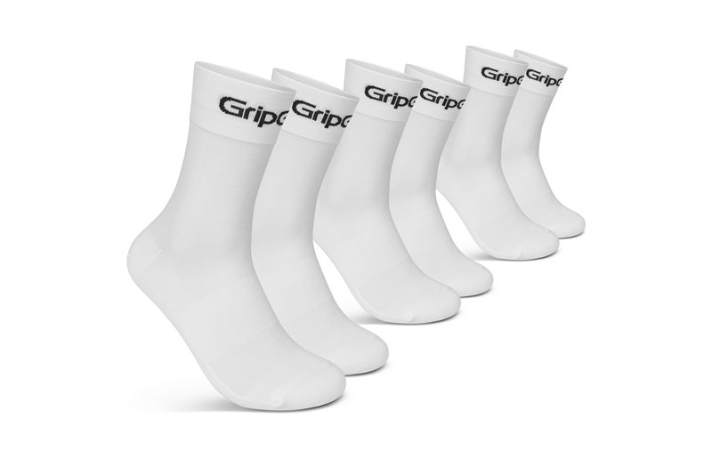 Cykelstrumpor GripGrab RIDE Regular Cut Socks 3-Pack White