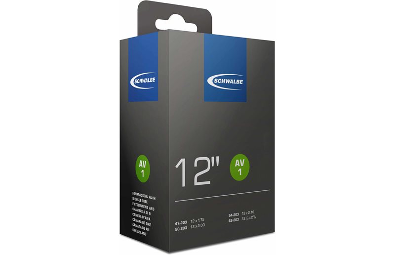 Sisärengas Schwalbe No. 1 12" 47/62-203 AV Schrader 45°-kulmaventtiili