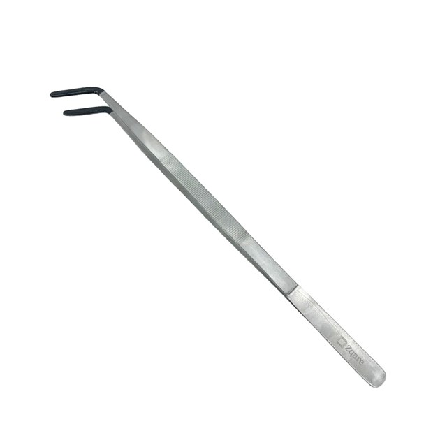 Zqare Gummerad pincett 30 cm - Vinklad & rostfri