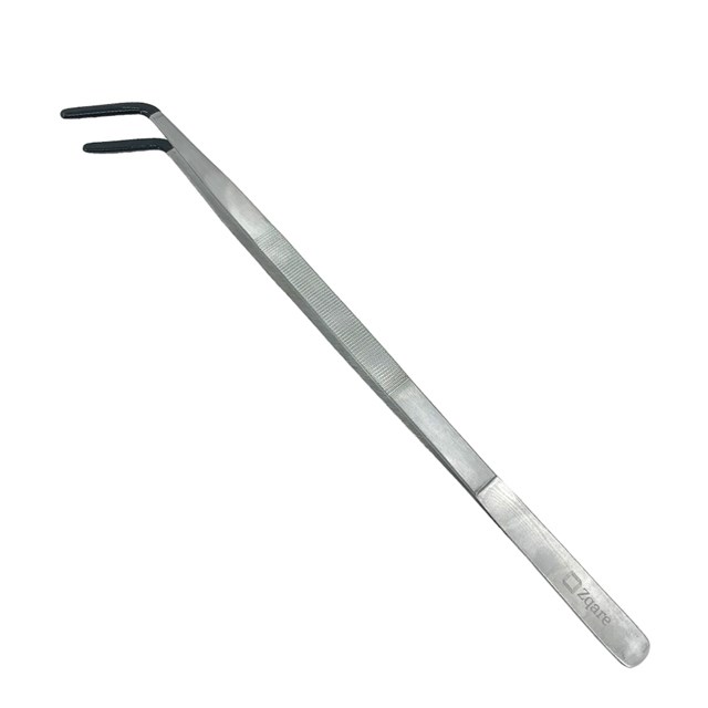 Zqare Gummerad pincett 45 cm - Vinklad & rostfri