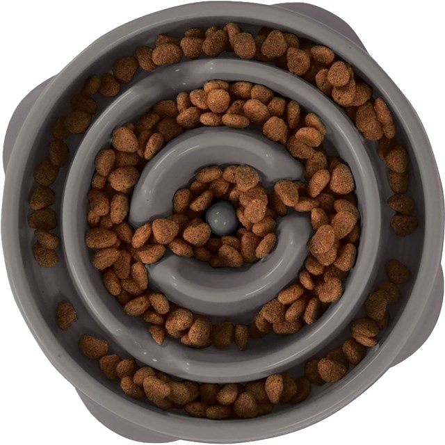 Fun Feeder Slo Bowl - Grå - M - Ø20,5x5cm - 500 ml