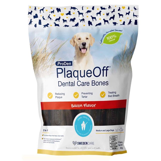 PlaqueOff Dental Care Bones - Bacon - 13 st
