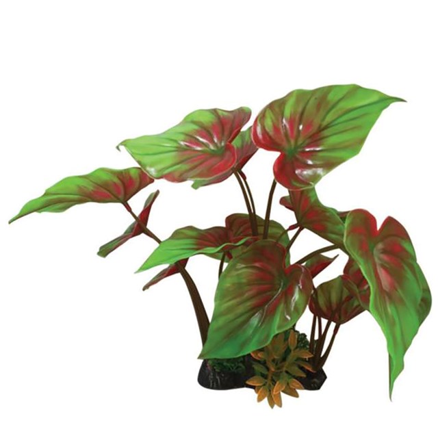 Ozami Plastväxt Gröna blad med röd ton - 14x30 cm