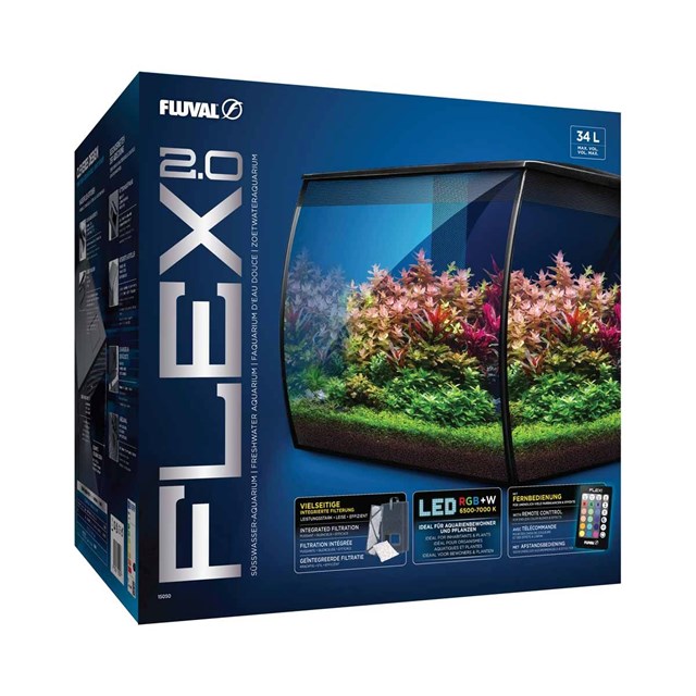 Fluval Flex 2.0 - Nanoakvarium - Svart - 34 liter