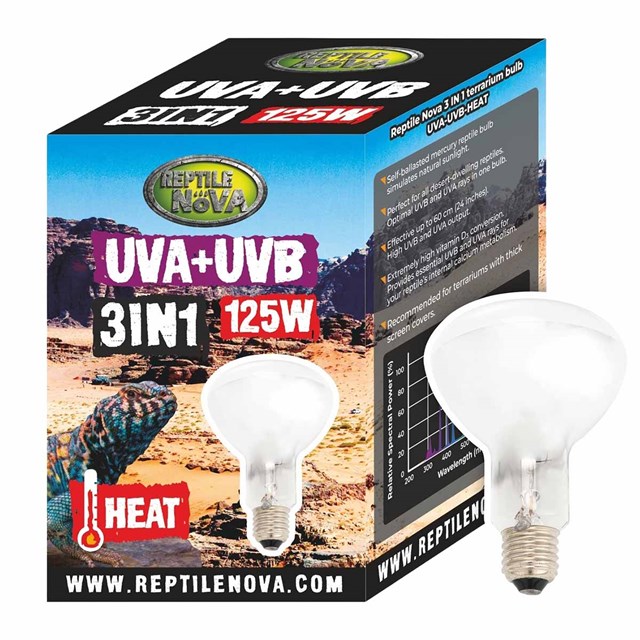Reptile Nova Värmelampa - UVA+UVB - 3 in 1 - 125 W