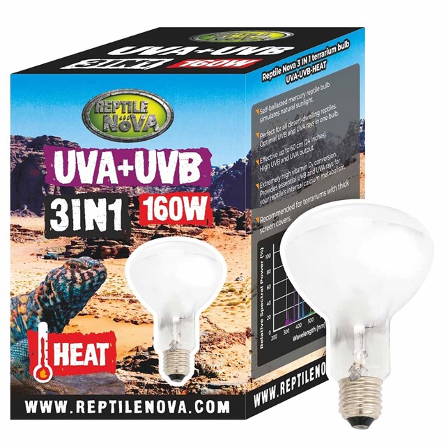 Reptile Nova Värmelampa - UVA+UVB - 3 in 1 - 160 W
