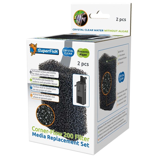 SuperFish Corner-Flow 200 - Filtersvamp - 2-pack