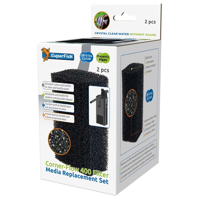 SuperFish Corner-Flow 400 - Filtersvamp - 2-pack