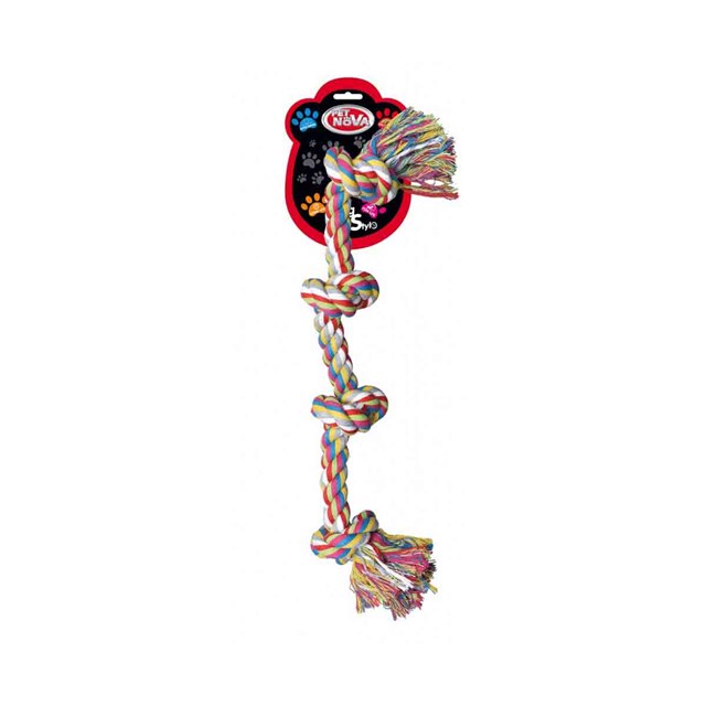 Hundleksak Rep med 4 Knutar - Flerfärgad - 55 cm