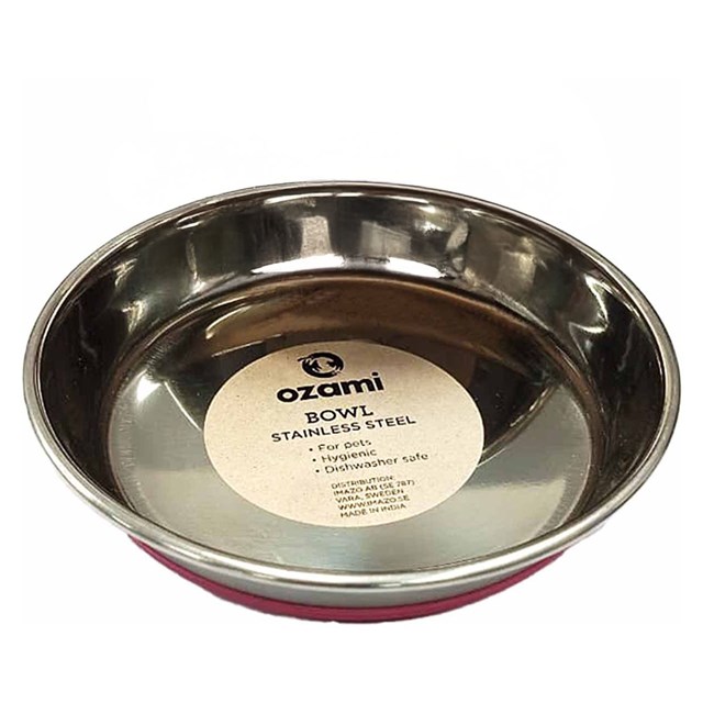 Rostfri Kattskål med halkskydd - Rosa - 350 ml