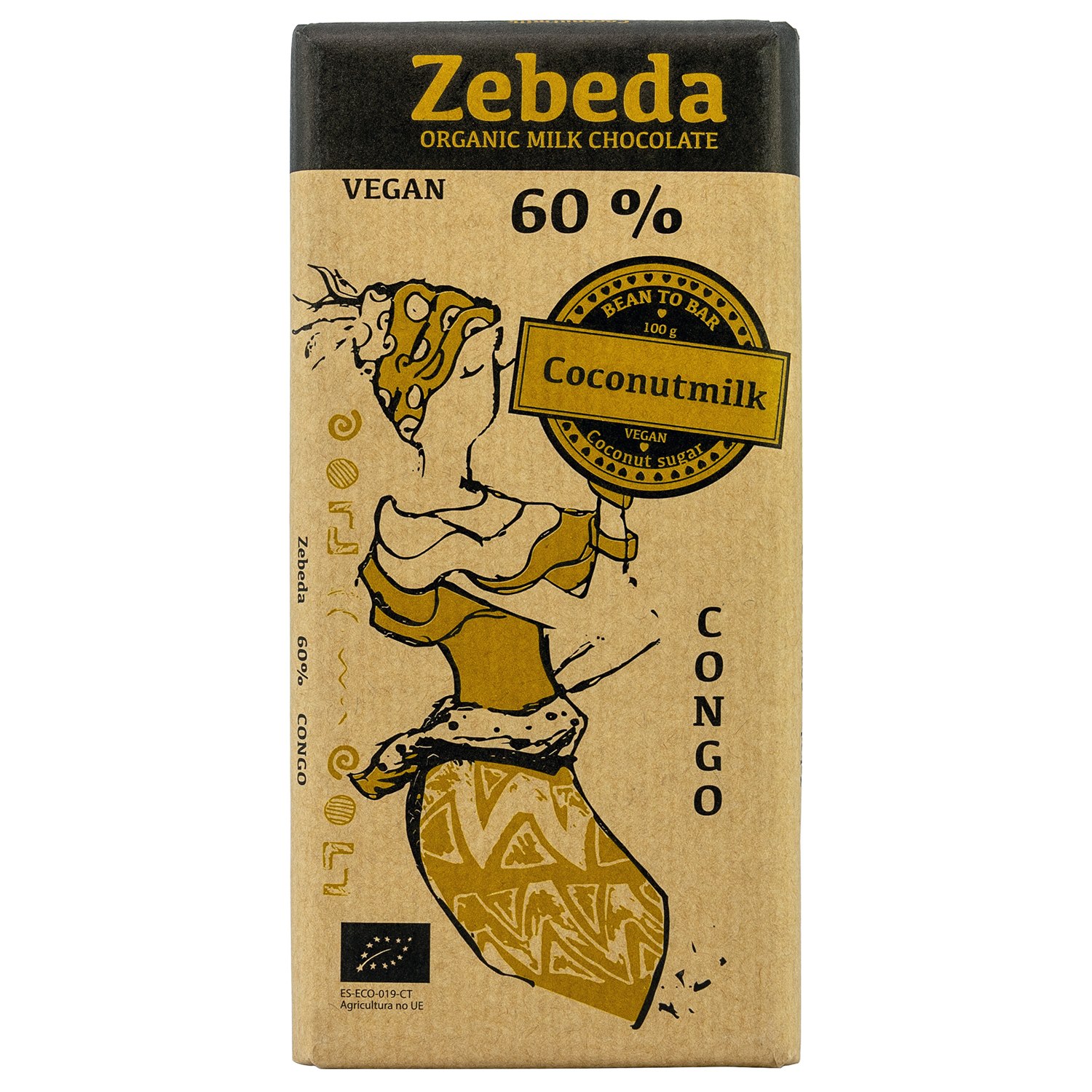 Zebeda Chocolate Ekologisk Mjölkchoklad 60% med Kokosmjölk, 100 g