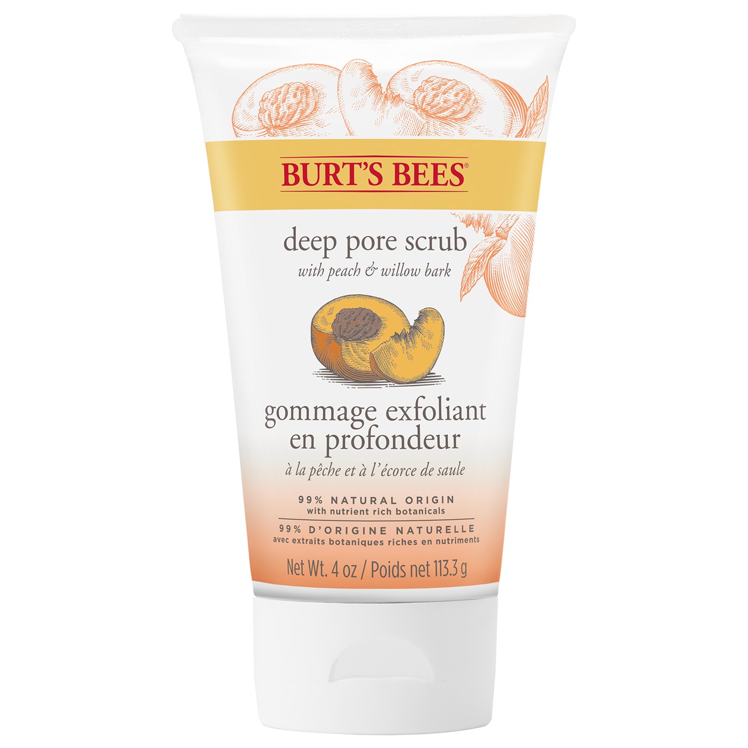 Burts Bees Peach & Willow Bark Deep Pore Scrub, 110 g