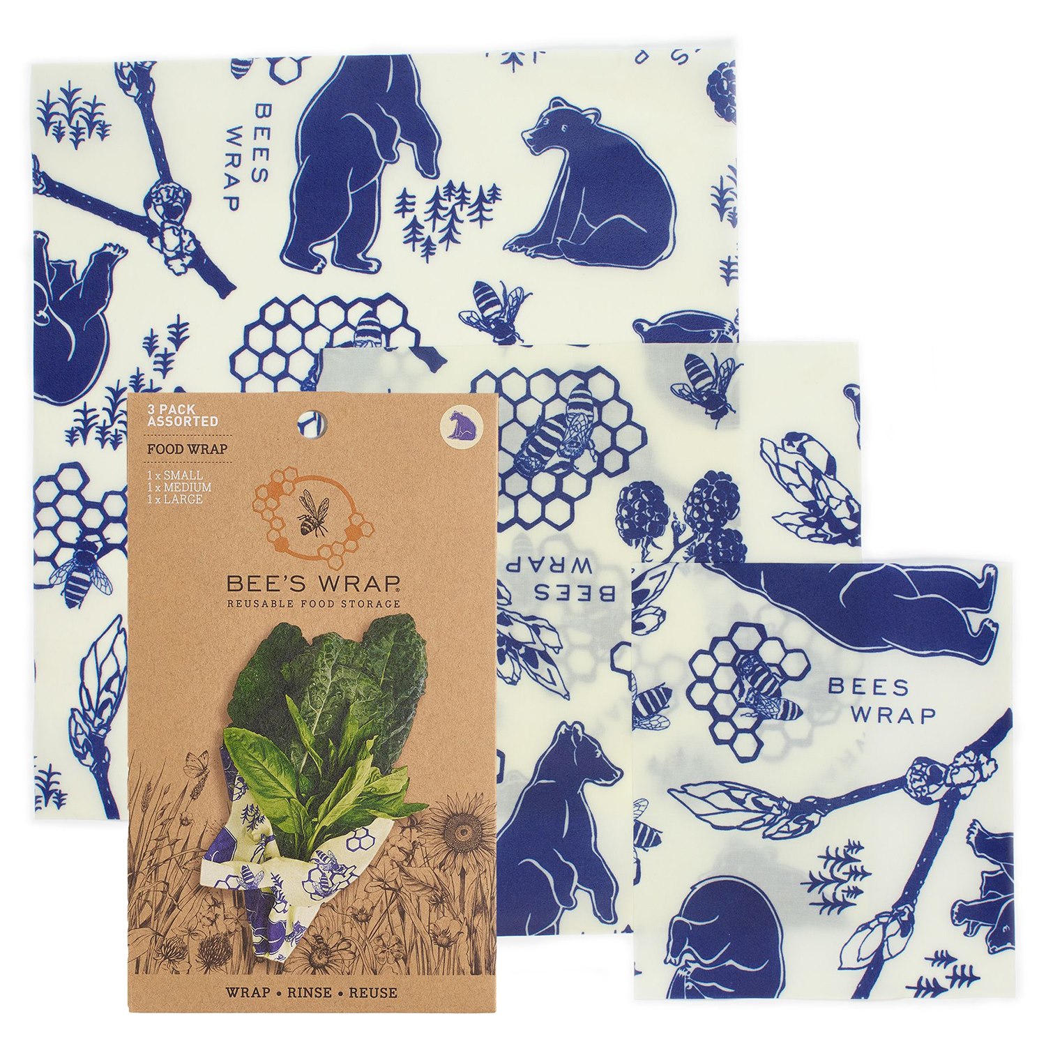Bee's Wrap Naturligt Folie Assorted Set (S/M/L), 3 st
