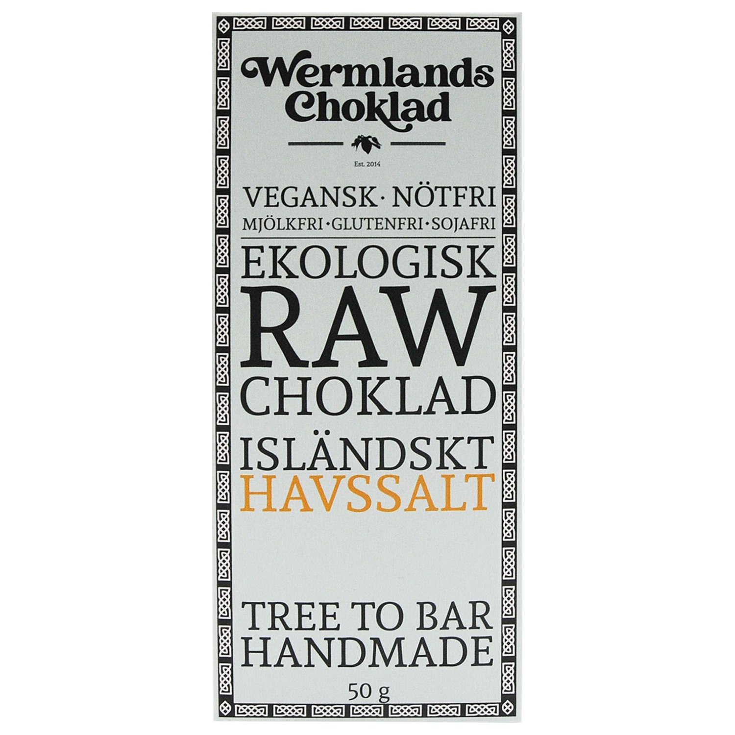 Rawchokladfabriken Ekologisk Rawchoklad Isländskt havsalt 73%, 50 g