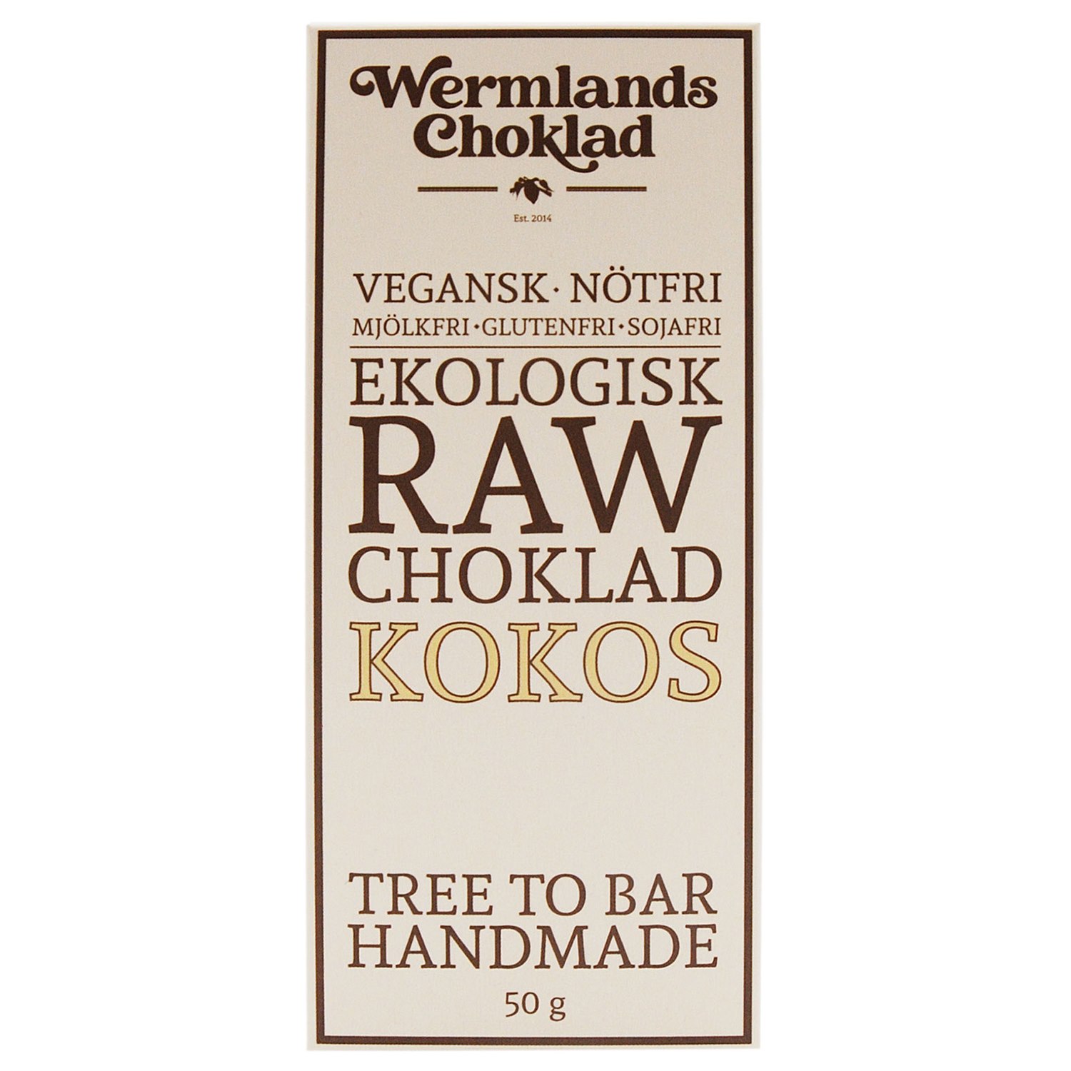 Rawchokladfabriken Ekologisk Rawchoklad Kokos 67%, 50 g