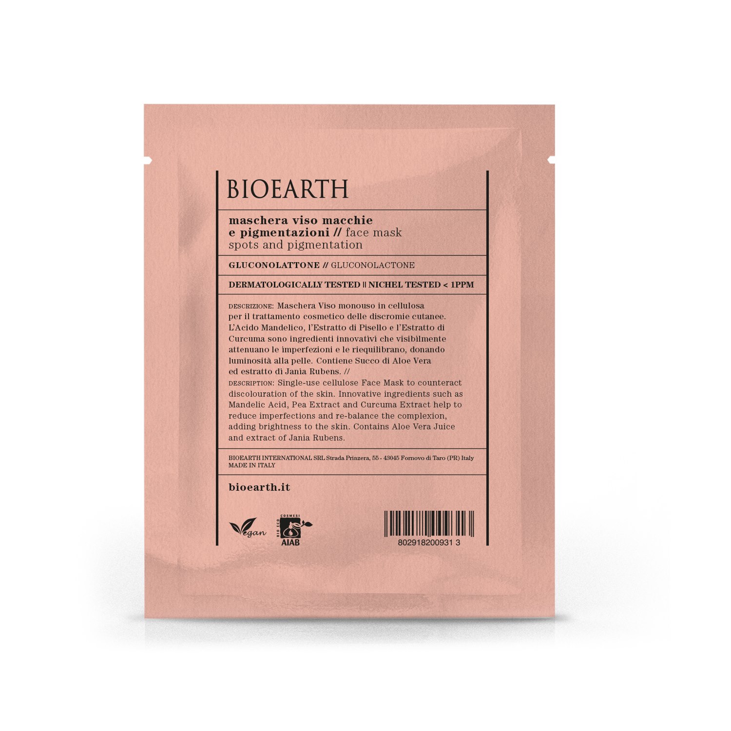 Bioearth Spots & Pigmentation Sheet Mask, 15 ml