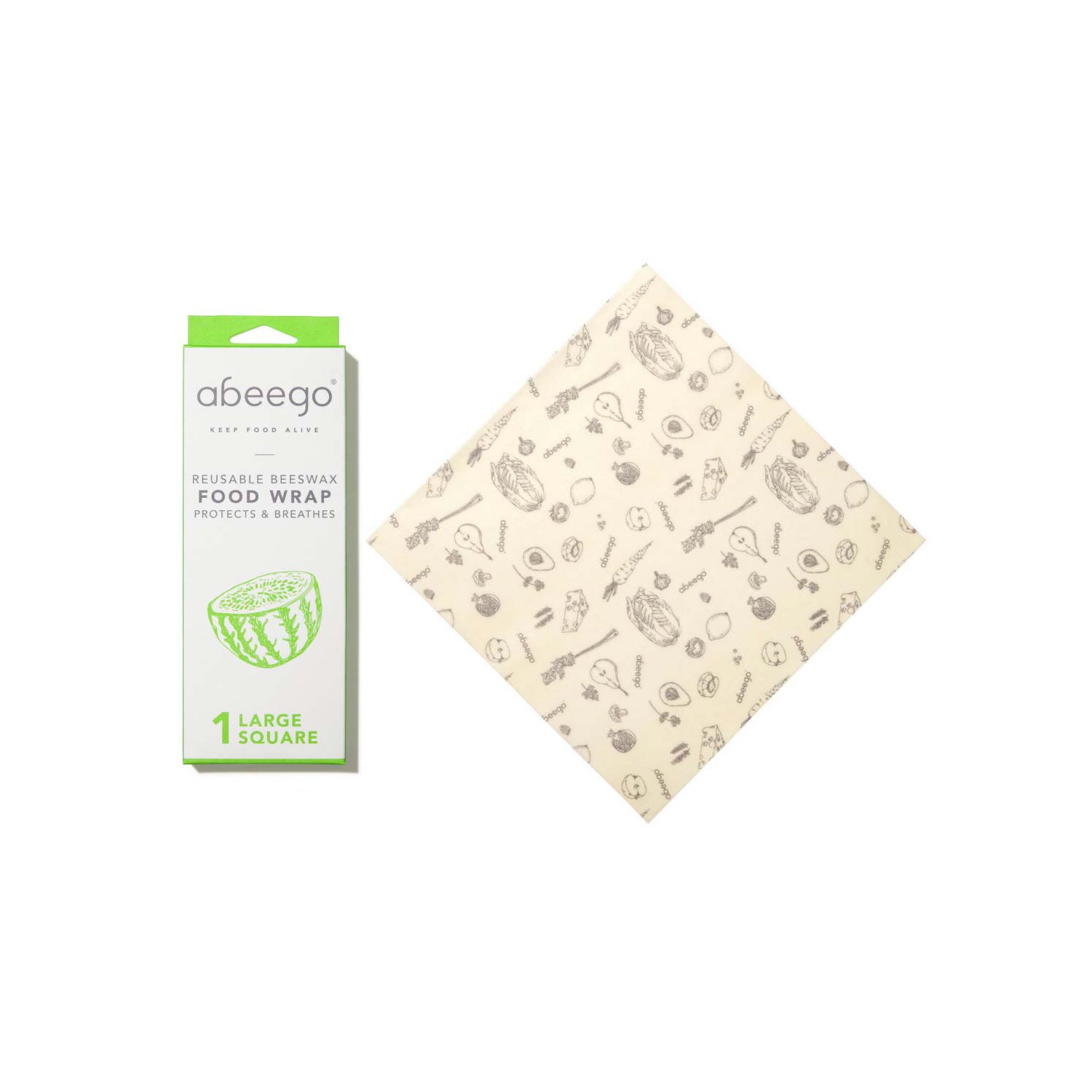 Abeego Beeswax Food Wrap - Square, 1 st Large