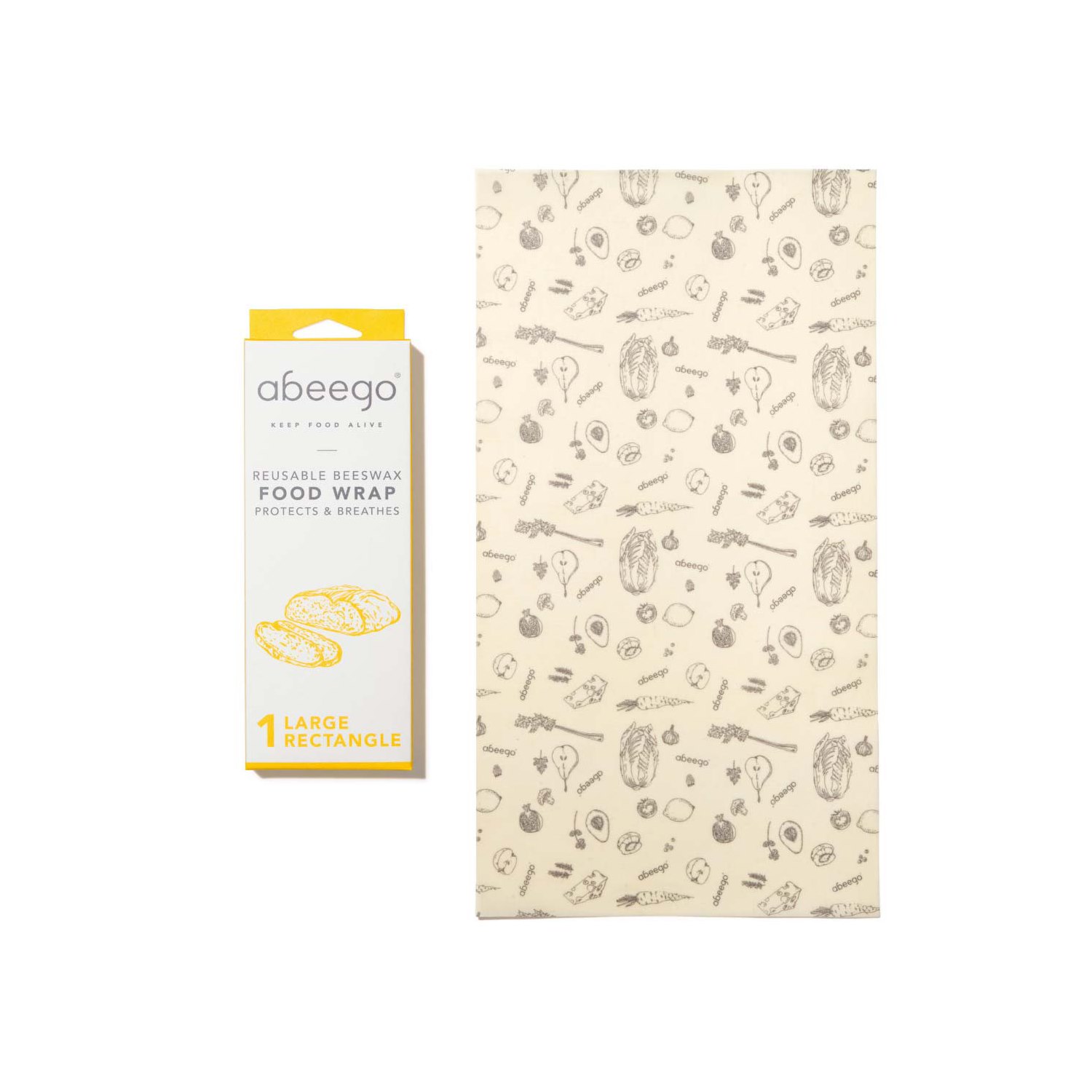 Abeego Beeswax Food Wrap - Rectangle, 1 st Large