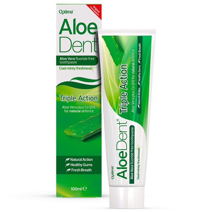 AloeDent Aloe Vera Triple Action Fluoride Free Toothpaste, 100 ml