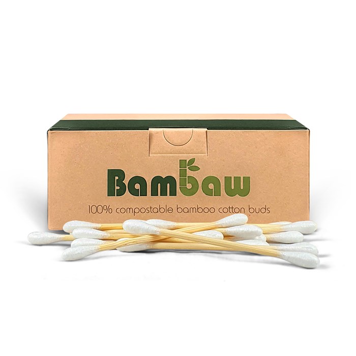 Bambaw Ekologiska Bomullstops med Bambupinne, 200 st