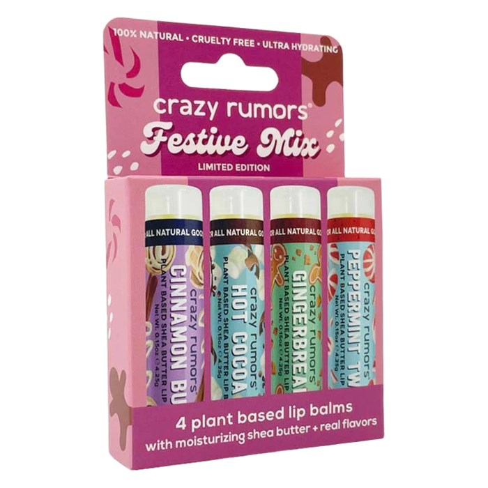 Crazy Rumors Plant-based Lip Balms - Festive Mix, 4-pack