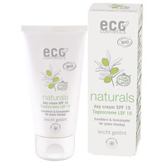 Eco Cosmetics Dagkräm SPF 15 tonad Granatäpple & Havtorn, 50 ml