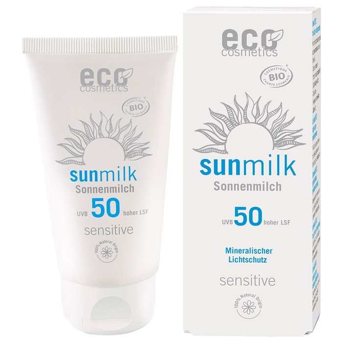 Eco Cosmetics Ekologisk Sunmilk Sensitive högt skydd SPF 50, 75 ml