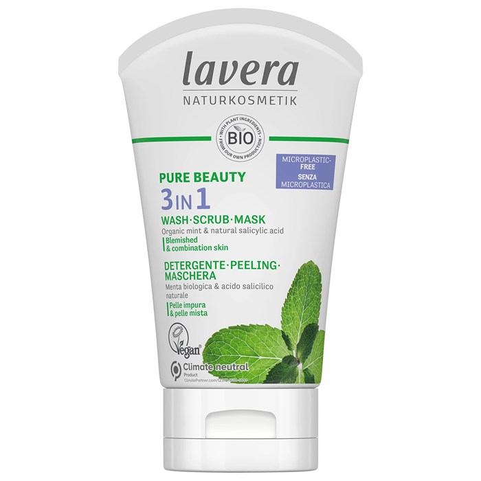 Lavera Pure Beauty 3-in-1 Wash, Scrub, Mask, 125 ml