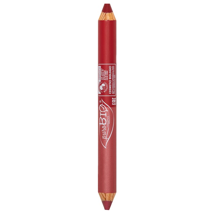 puroBIO Cosmetics DUO Lipstick Pencil - Coral Pink & Cherry Red, 4,2 g