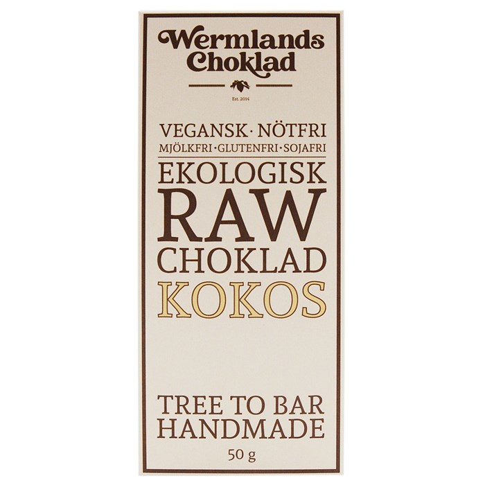 WermlandsChoklad Ekologisk Rawchoklad Kokos 67%, 50 g