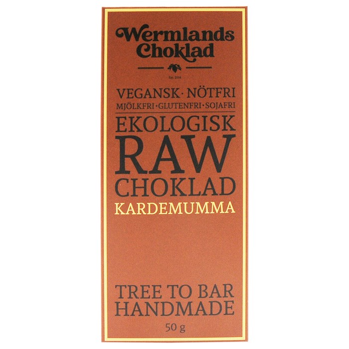WermlandsChoklad Ekologisk Rawchoklad Kardemumma 73%, 50 g