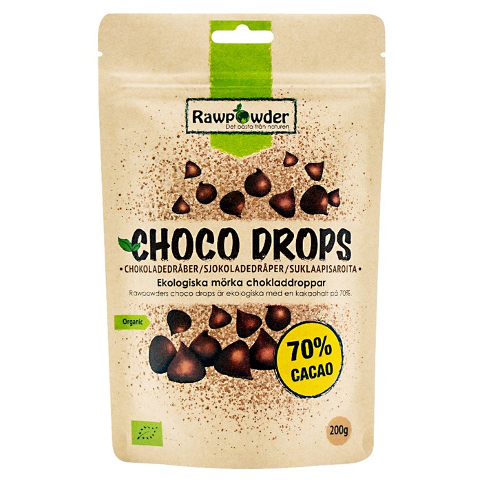 Rawpowder Ekologiska Mörka Chokladdroppar, 200 g