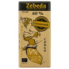 Zebeda Chocolate Ekologisk Mjölkchoklad 60% med Kokosmjölk, 100 g