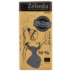 Zebeda Chocolate Ekologisk Mörk Choklad 70% med Maca & Linfrö, 100 g