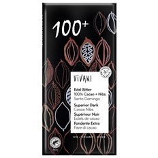Vivani Ekologisk Mörk Choklad med Kakaonibs 100%, 80 g