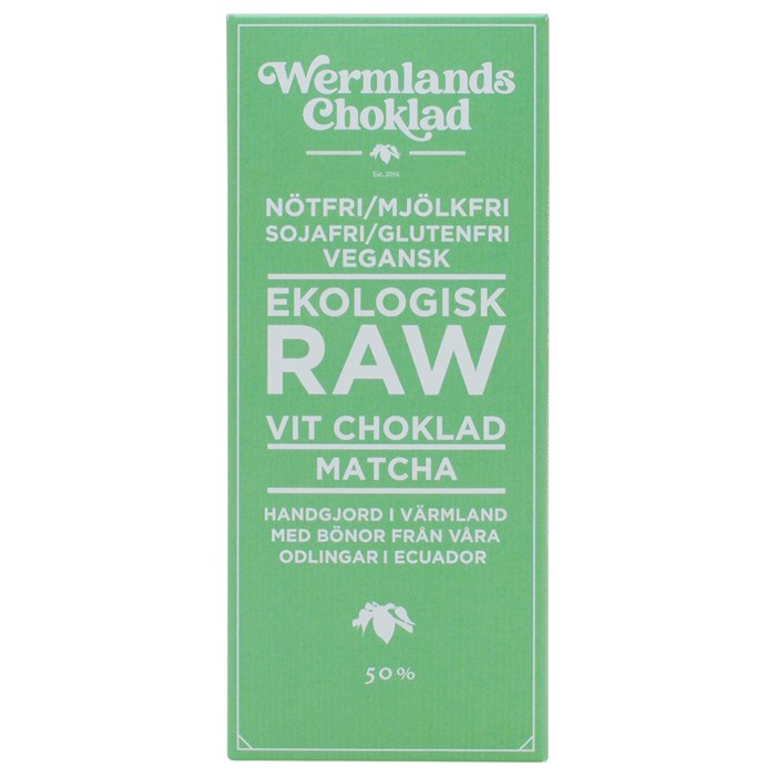 WermlandsChoklad Ekologisk Rawchoklad Vit Matcha 50%, 50 g