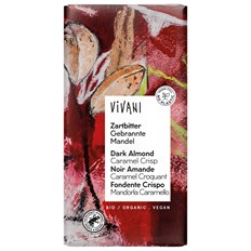 Vivani Ekologisk Mörk Choklad med Bränd Mandel & Karamell, 80 g