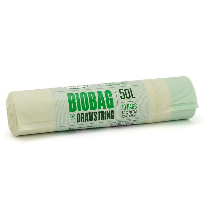 BioBag Nedbrytbar Avfallspåse med dragsko - 50 L, 10-pack