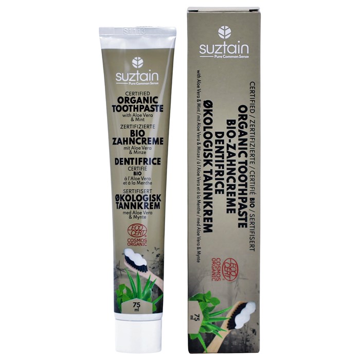 Suztain Ekologisk Fluortandkräm med Aloe Vera & Mint, 75 ml