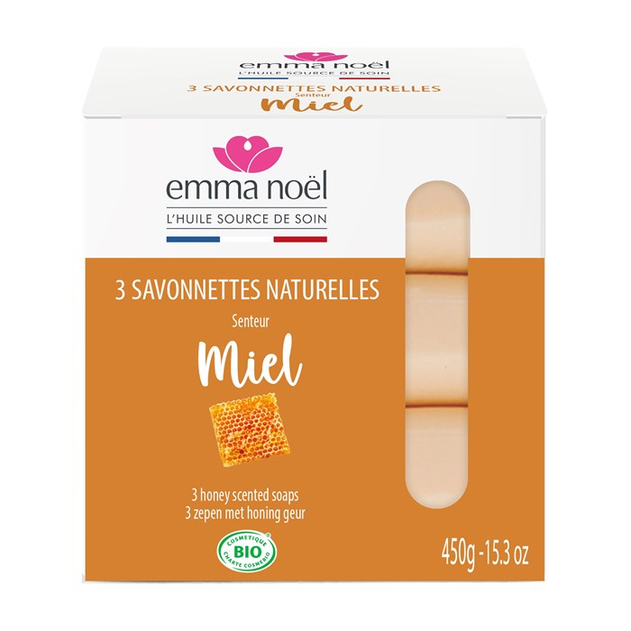 Emma Noël Ekologisk Fast Tvål Honey, 3 x 150 g