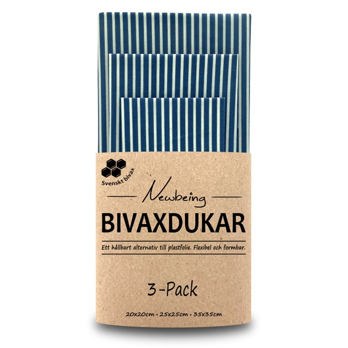 Newbeing Bivaxdukar Blå Rand, 3 st