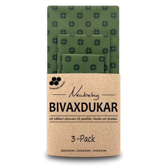 Newbeing Bivaxdukar Grön Blomma, 3 st