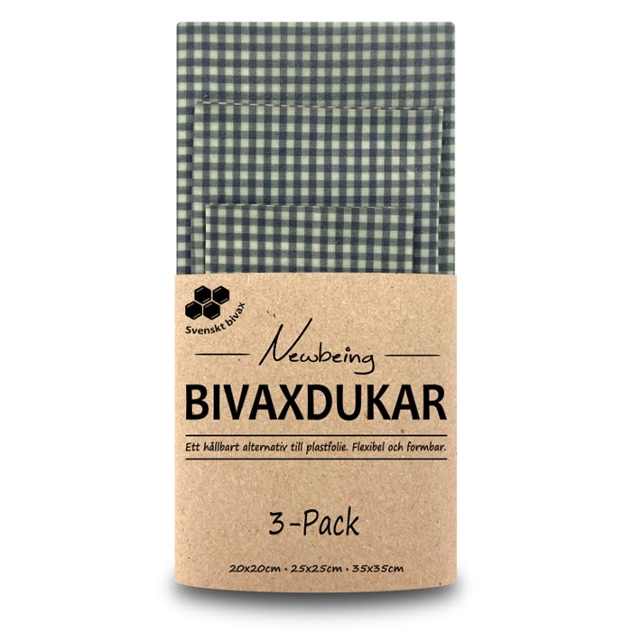 Newbeing Bivaxdukar Grå Ruta, 3 st