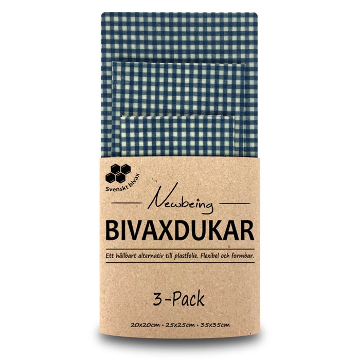 Newbeing Bivaxdukar Blå Ruta, 3 st