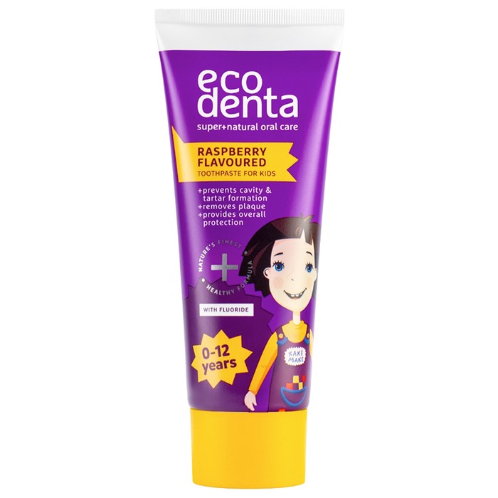 Ecodenta Kids Toothpaste with Fluoride & Raspberry flavour, 75 ml