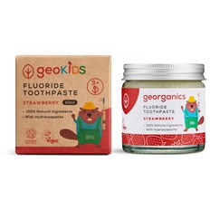 Georganics Barntandkräm med Fluorid - Strawberry, 60 ml