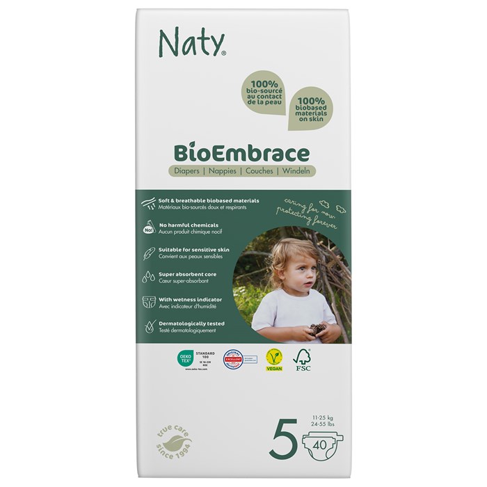Naty Blöjor BioEmbrace - Storlek 5 (11-25 kg), 40 st