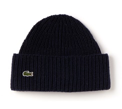 Lacoste Turned Edge Ribbed Beanie